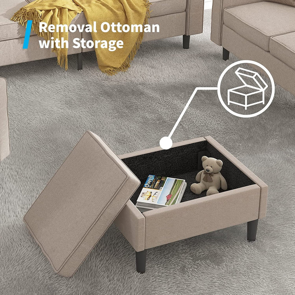 Convertible Sectional Sofa Couch with Storage Ottoman Q973425