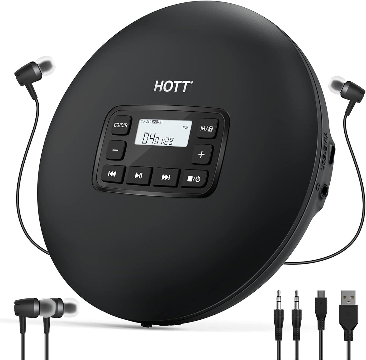 Portable CD Player with Headphones, Black, Pack of 2 W18968