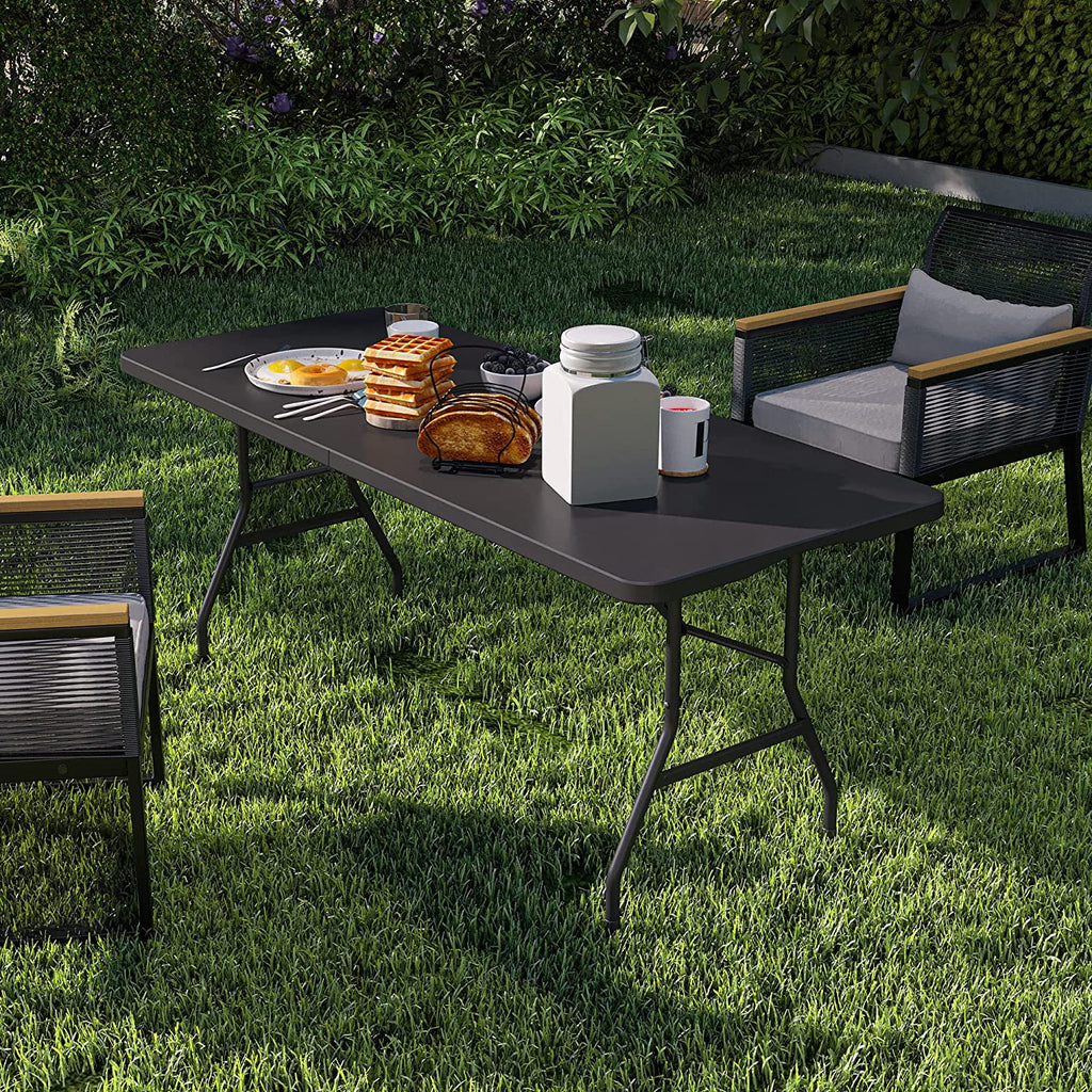 6ft Heavy Duty Plastic Folding Table with Carrying Handle U201340
