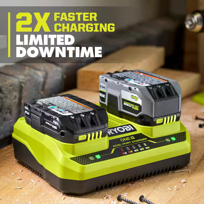 18V 4.0 Ah and 2.0 Ah Batteries and Dual-Port Charger Starter Kit J4745