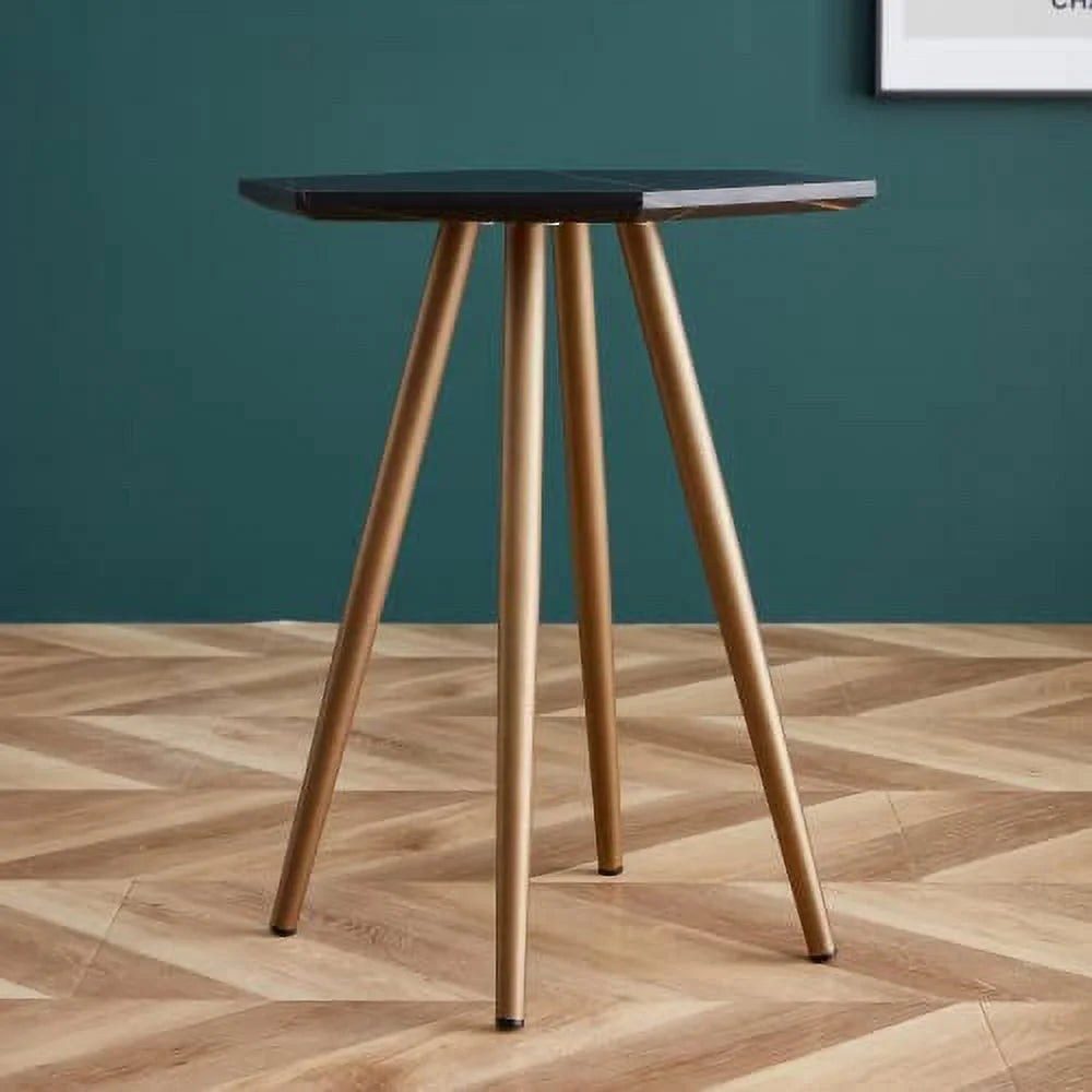 Faux Marble End & Side Table with Dark Gold Metal Legs K491632