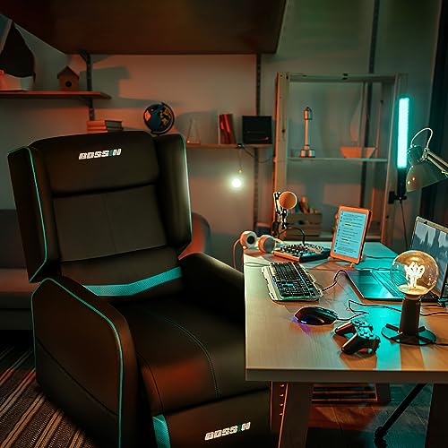 Cyan PU Leather Gaming Recliner Chair Z1322
