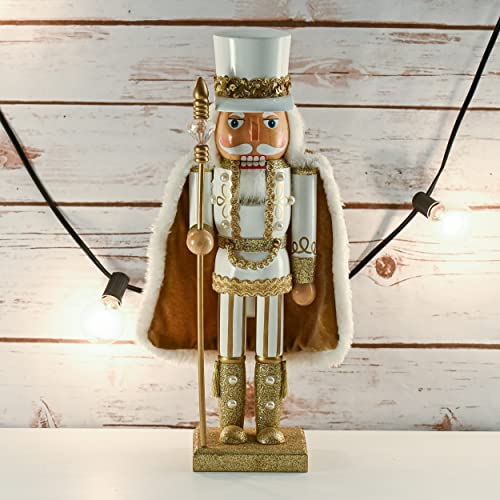 Gold and White Wooden Nutcracker Figure 14" I41881