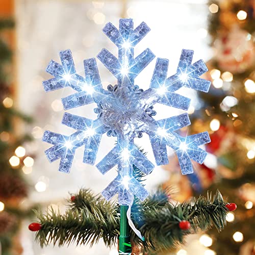 9 inch Lighted Christmas Tree Topper with 15 White LED Lights D21374