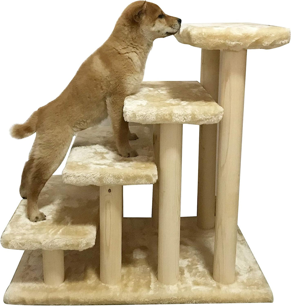 Wooden Pet Stairs 4-Step with Detachable Carpet White Pack of 2 V2122