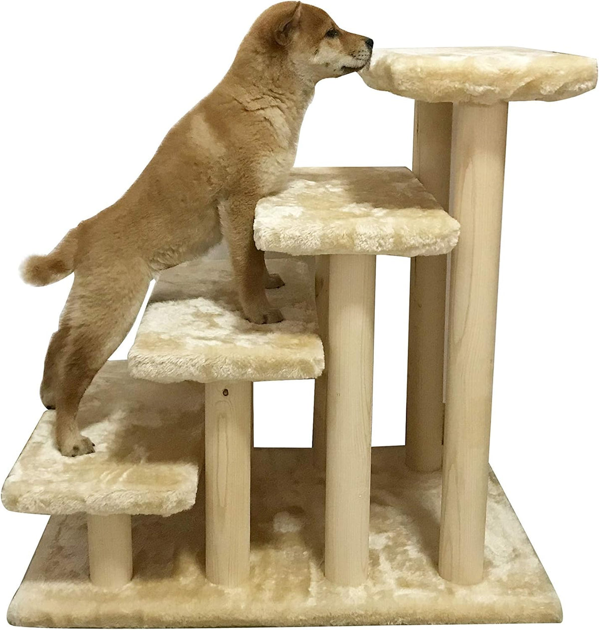 Wooden Pet Stairs 4-Step with Detachable Carpet White Pack of 2 V2122