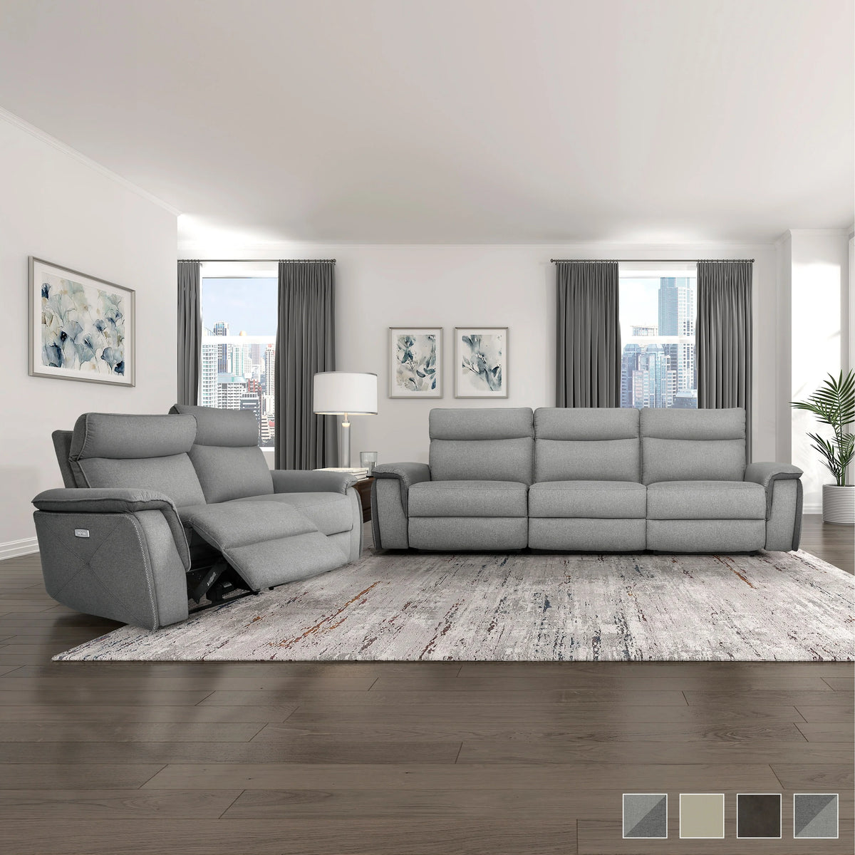 Dark Brown Faux Leather 2-Piece Power Reclining Sofa Set Y431437