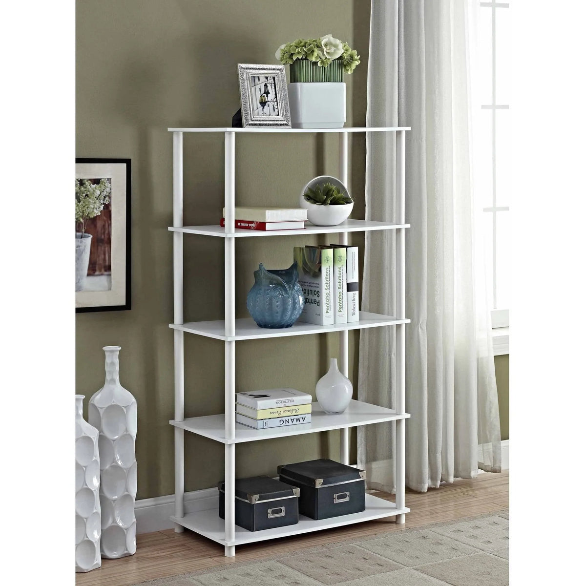 White 5-Shelf Storage Bookcase K51433