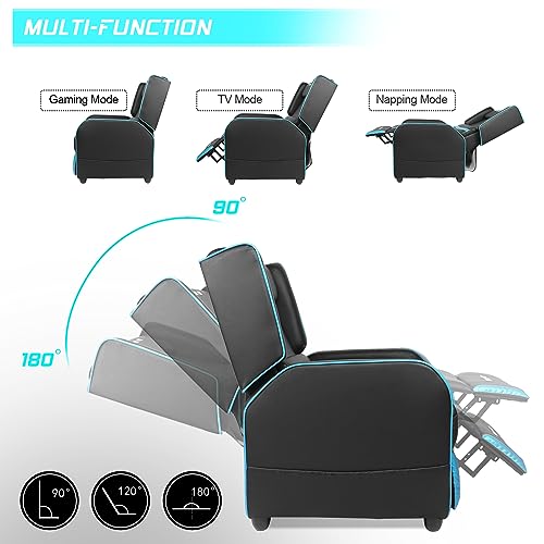Cyan PU Leather Gaming Recliner Chair Z1322
