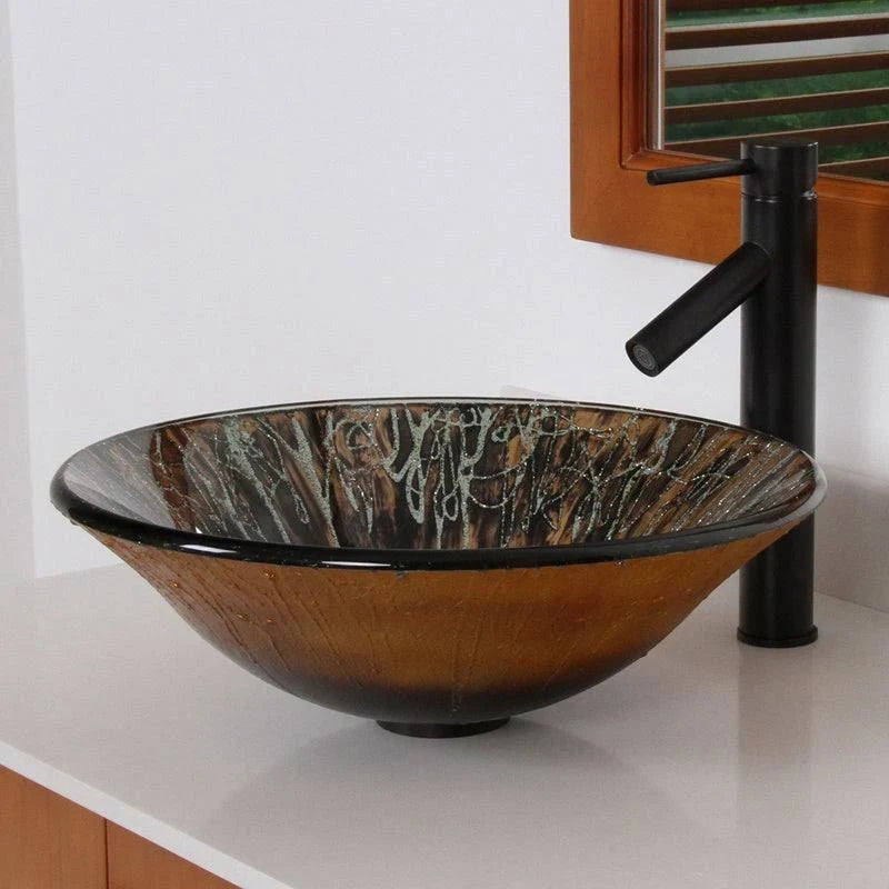 Oil Rubbed Bathroom Vessel Sink Faucet with Pop-Up Drain I939194