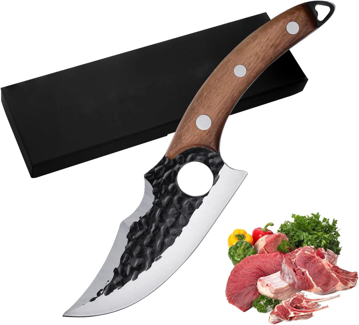 6 Inch High Carbon Steel Meat Cleaver Boning Knife with Sheath F588