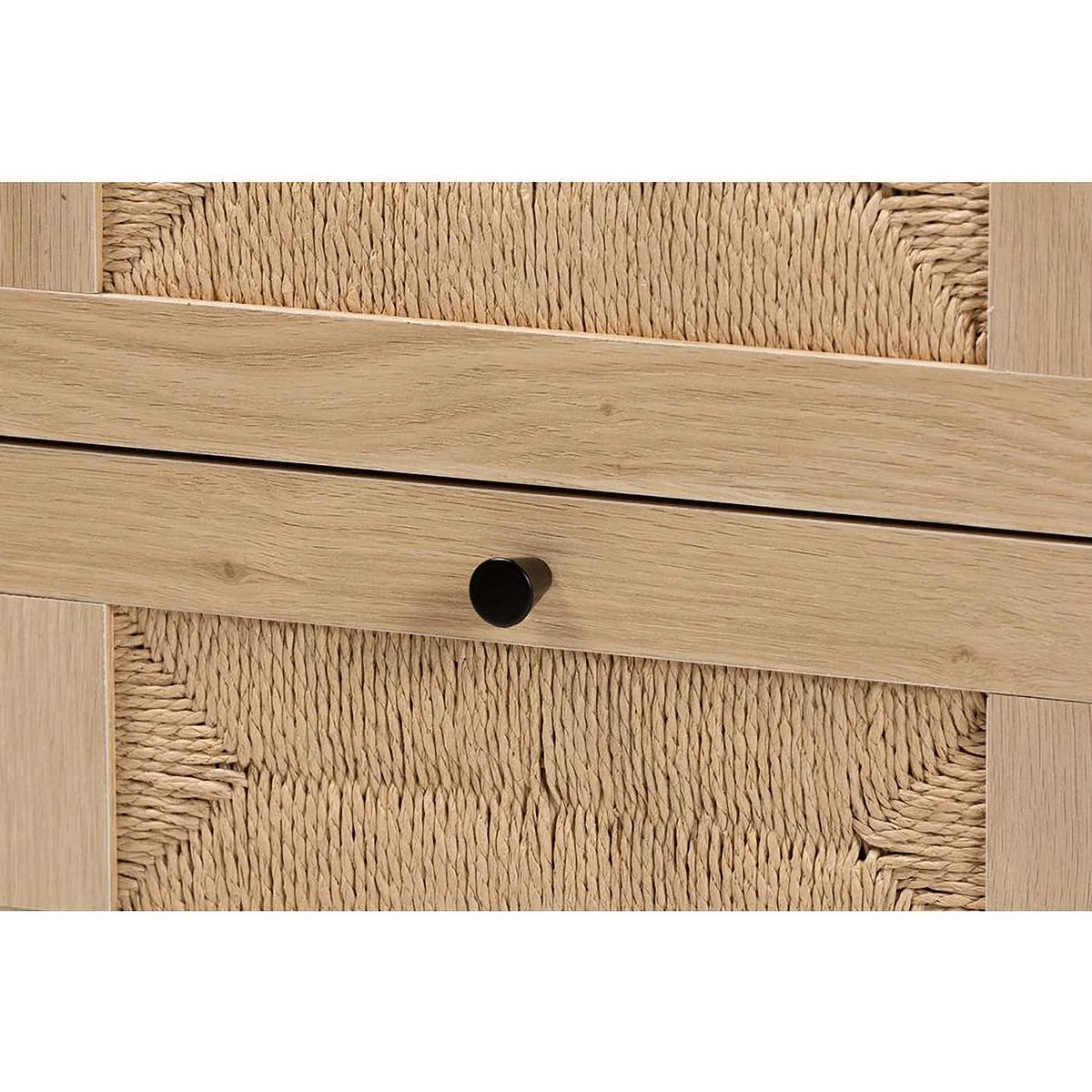 Light Brown Black Wood 2-Drawer Square End Table P4932