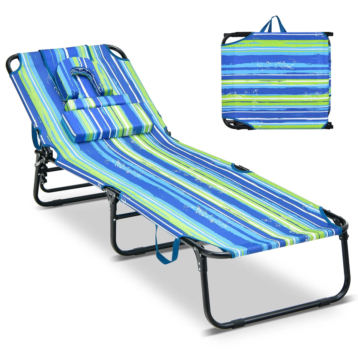Beach Chaise Lounge Chair with Face Hole Pillows V8079