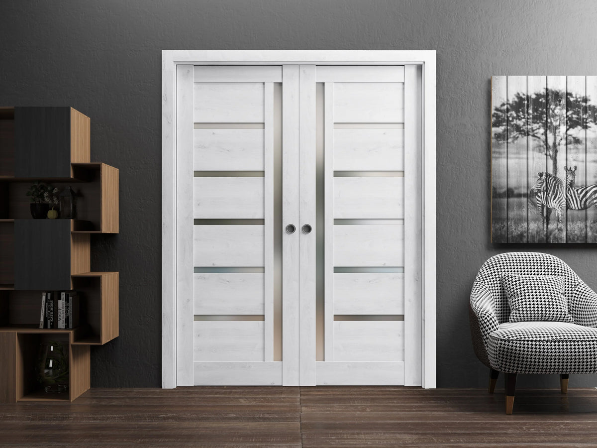 Sliding French Double Pocket Doors 48 x 84 inches Solid Wood Interior Doors R727