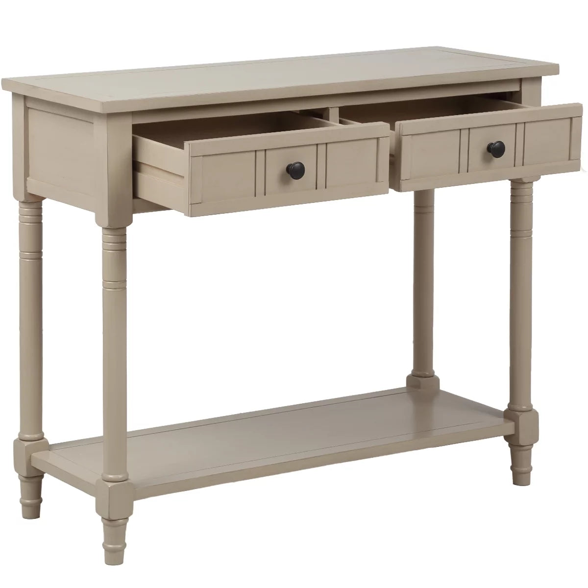 Antique Gray Console Table with Two Storage Drawers and Bottom Shelf Z52047