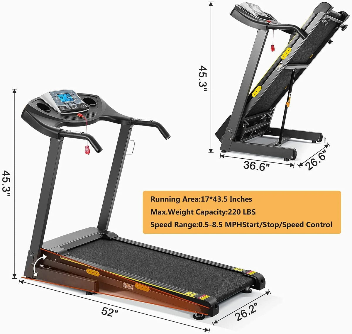 2.5HP Electric Folding Treadmill with 12-level Incline L7404