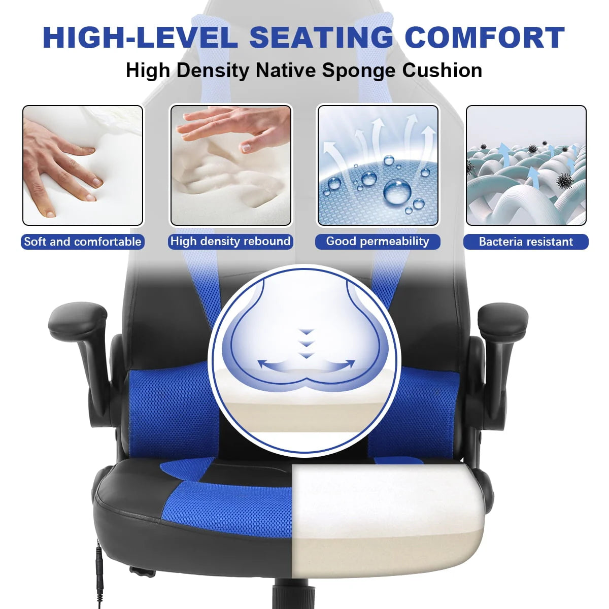 White Ergonomic Massage Gaming Chair D8097