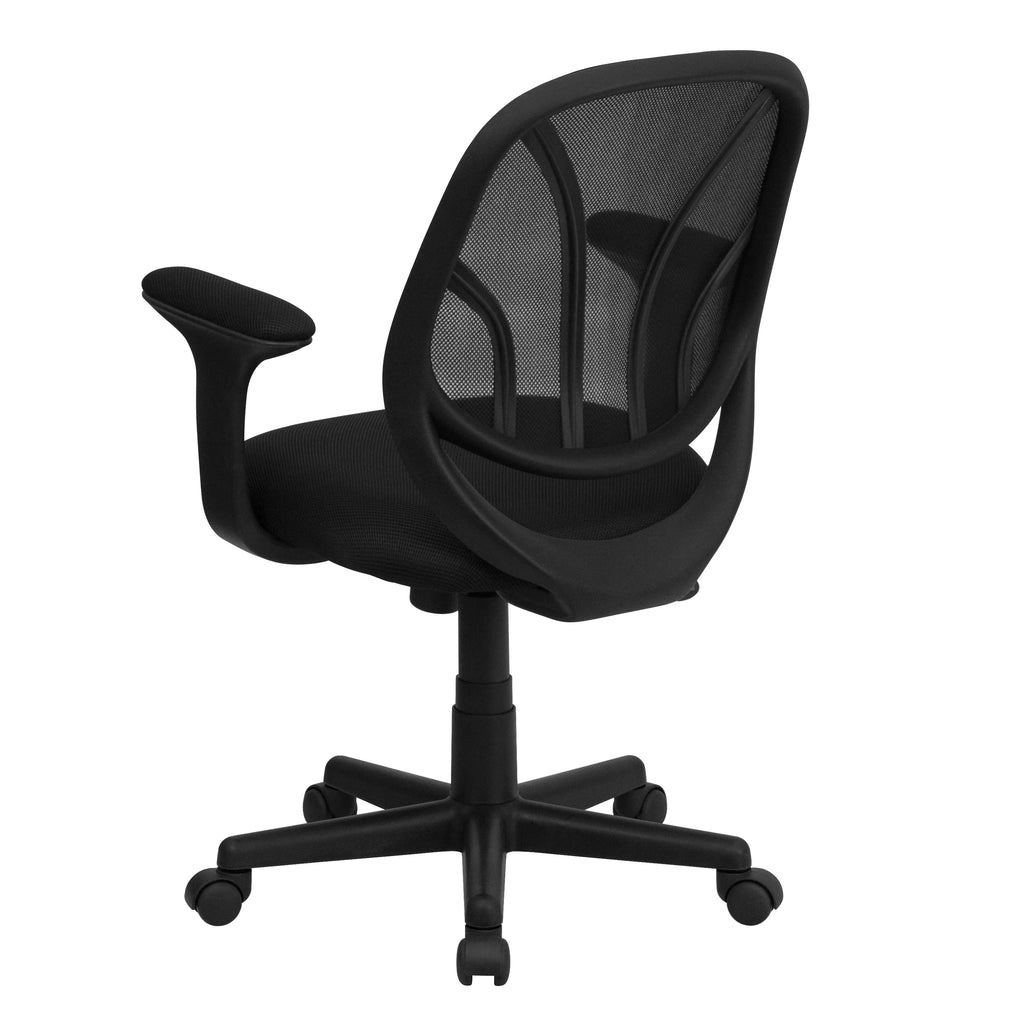 Black Mesh Mid-Back Office Chair with Arms F5302