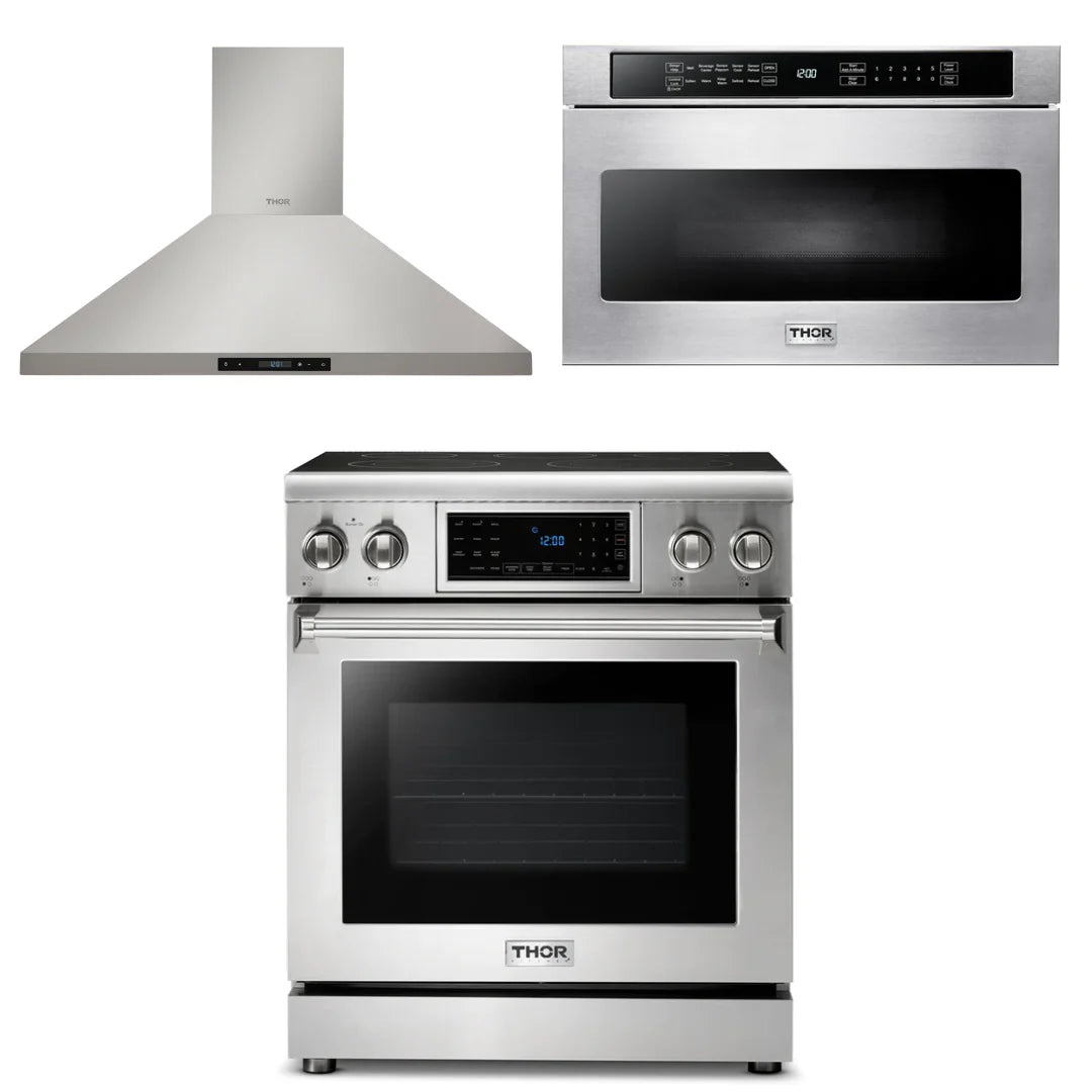 30 Electric Range, Range Hood, Microwave P636