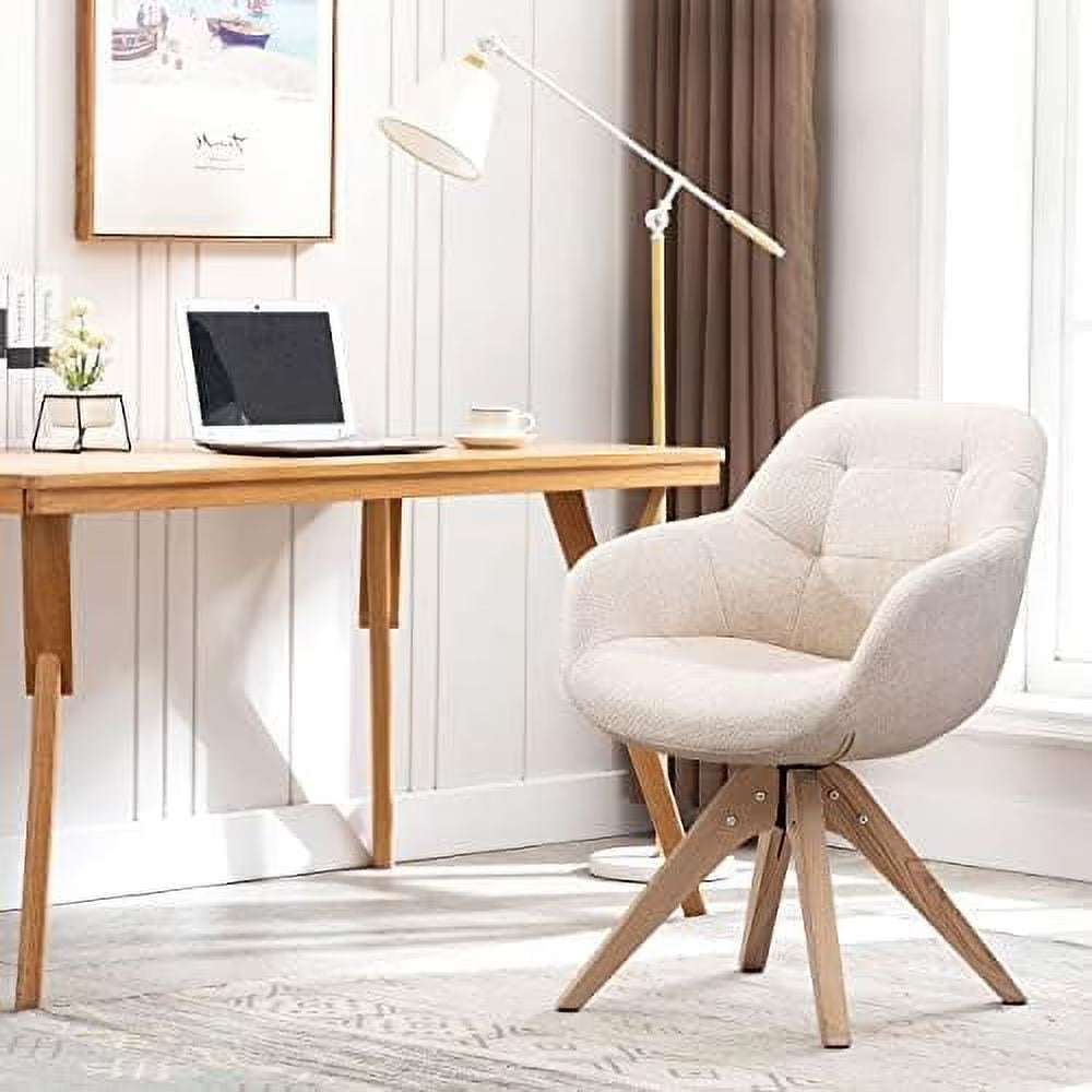 Light Grey Fabric Swivel Armchair with Black Oak Wood Legs K171843