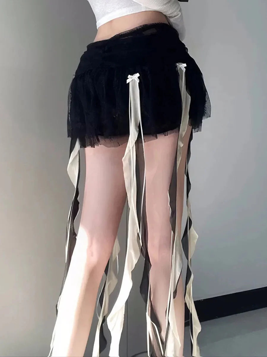 Dark Ribbon Mini Skirt P25115