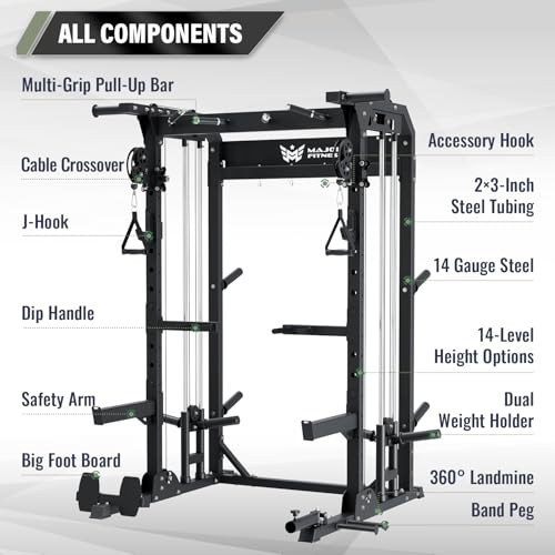 Multi-Functional Power Rack with Dual Pulley System E811323