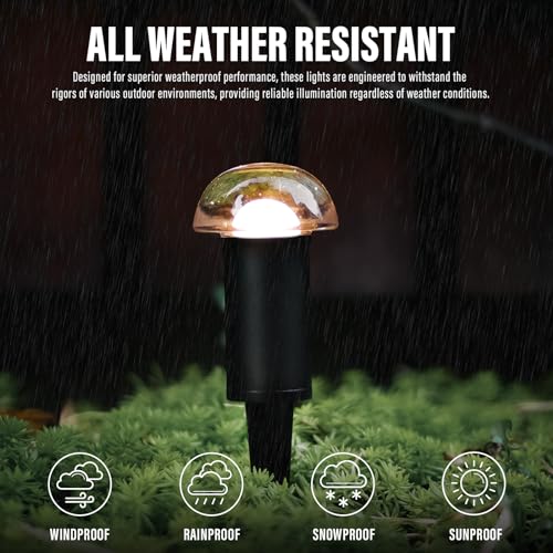 1.5W LED Mushroom Pathway Lights 6PK 3000K Black Metal H69842