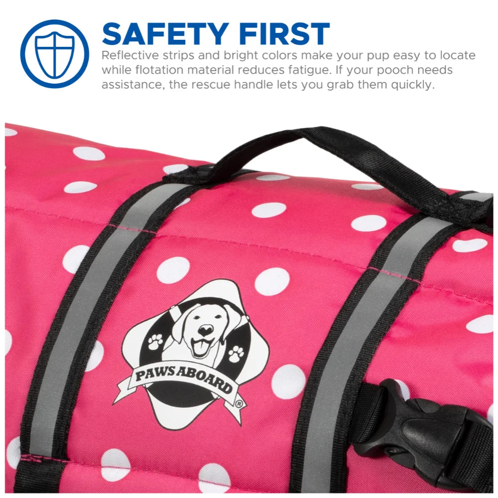 Pink & White Polka Dot Nylon Dog Life Jacket C59754