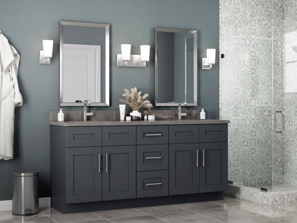 16-in W x 30-in H x 1-in D Deep Onyx Painted Pine Sink Base Cabinet A8251