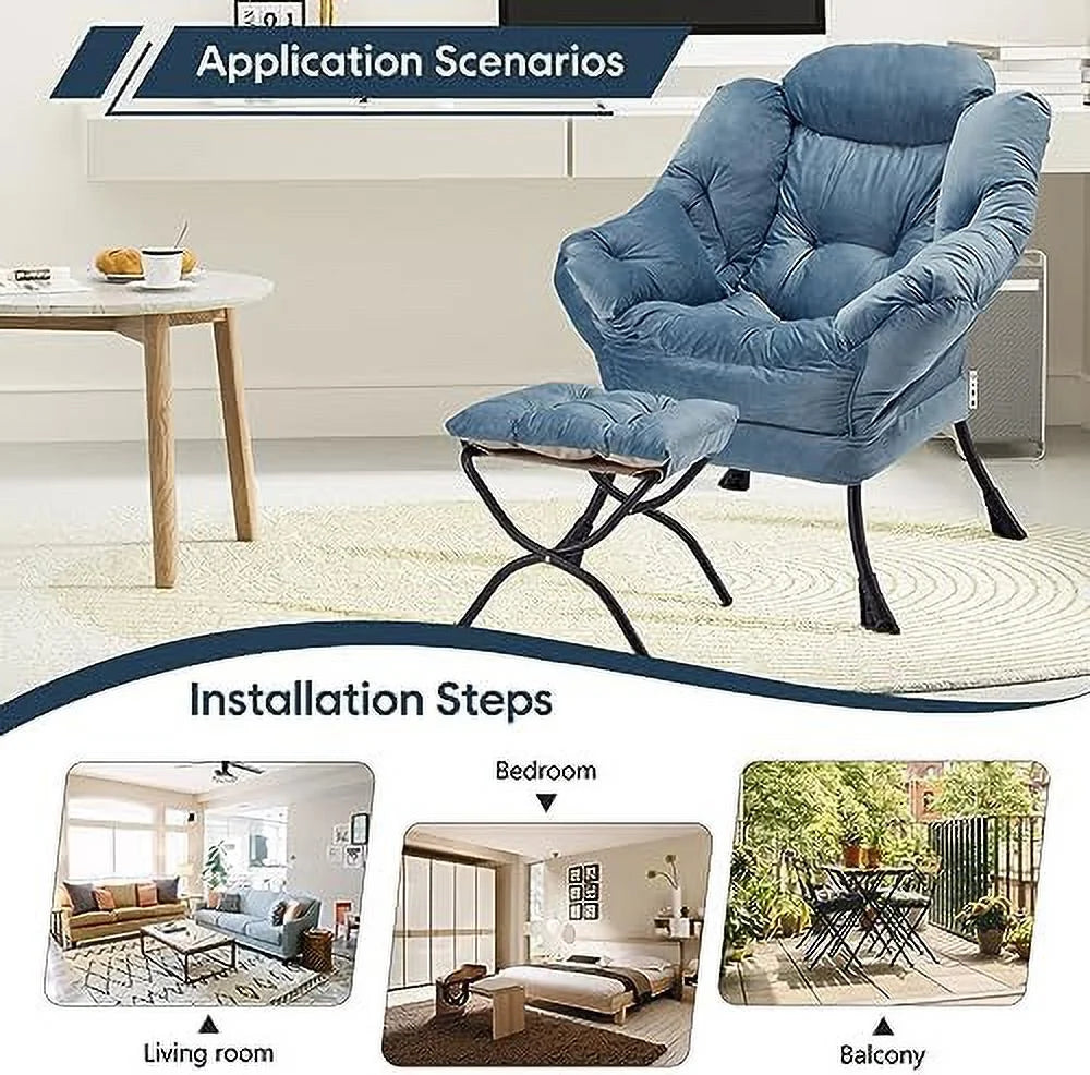 Velvet Lounge Accent Chair with Steel Frame and Side Pocket M43459