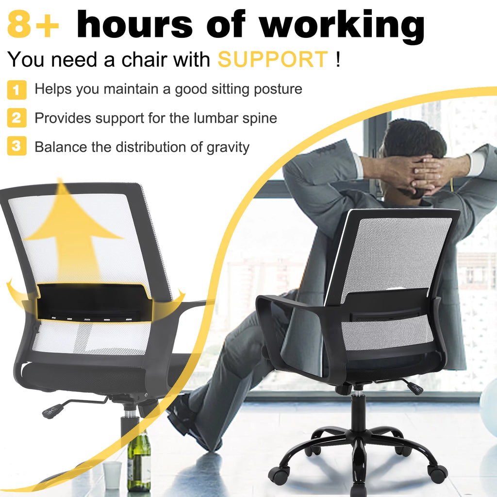 White Mesh Office Chair with Lumbar Support G153