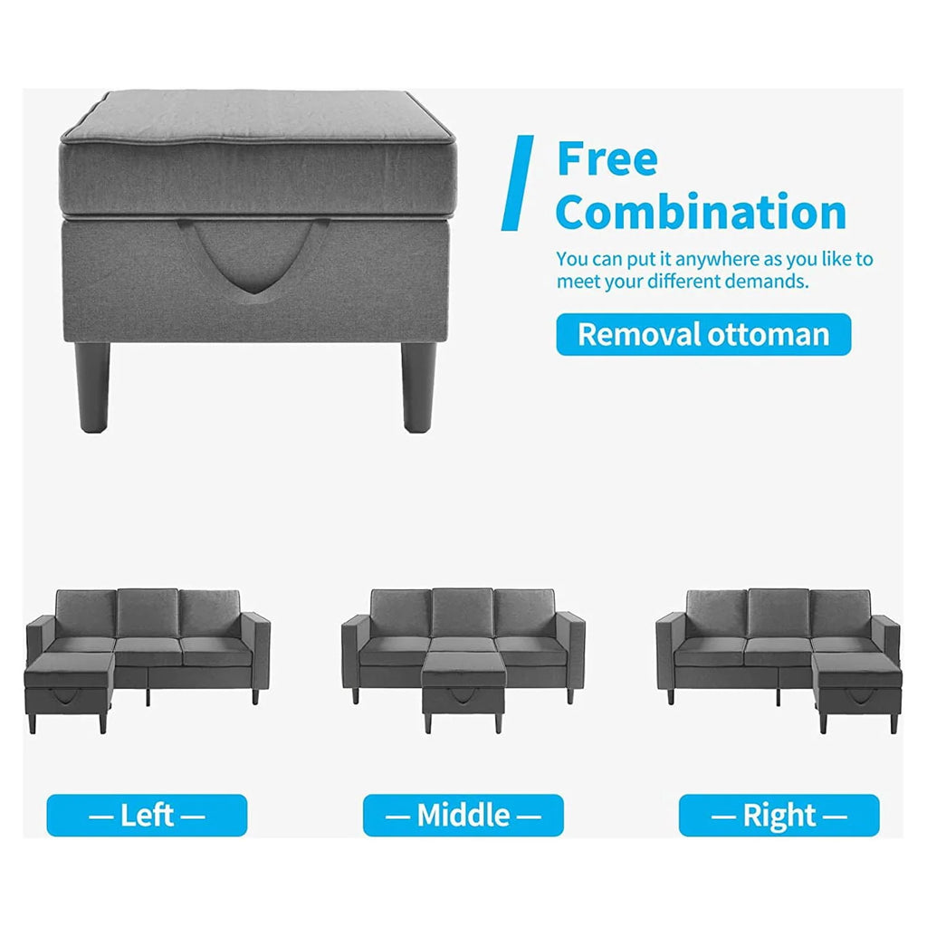 Convertible Sectional Sofa Couch with Storage Ottoman Q973425