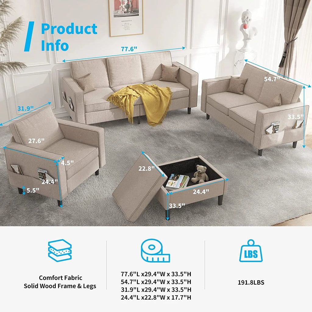 Convertible Sectional Sofa Couch with Storage Ottoman Q973425