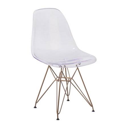 Ghost Side Chair with Gold Metal Base F797869