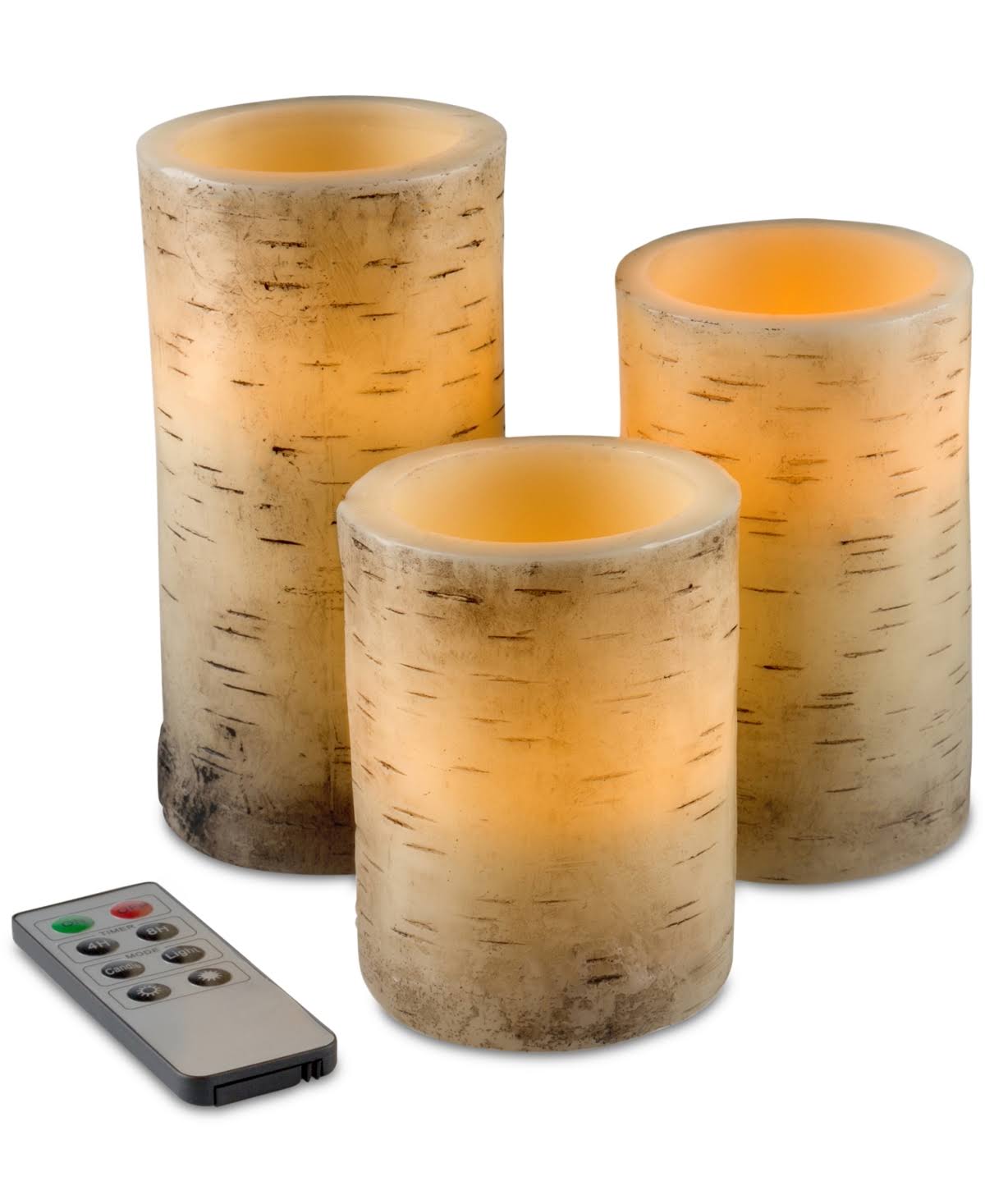 3 Piece Flameless Birch Bark LED Candle Set S729