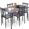 5-Piece Metal Wood Rectangular Dining Table Set with 4 Chairs E79065