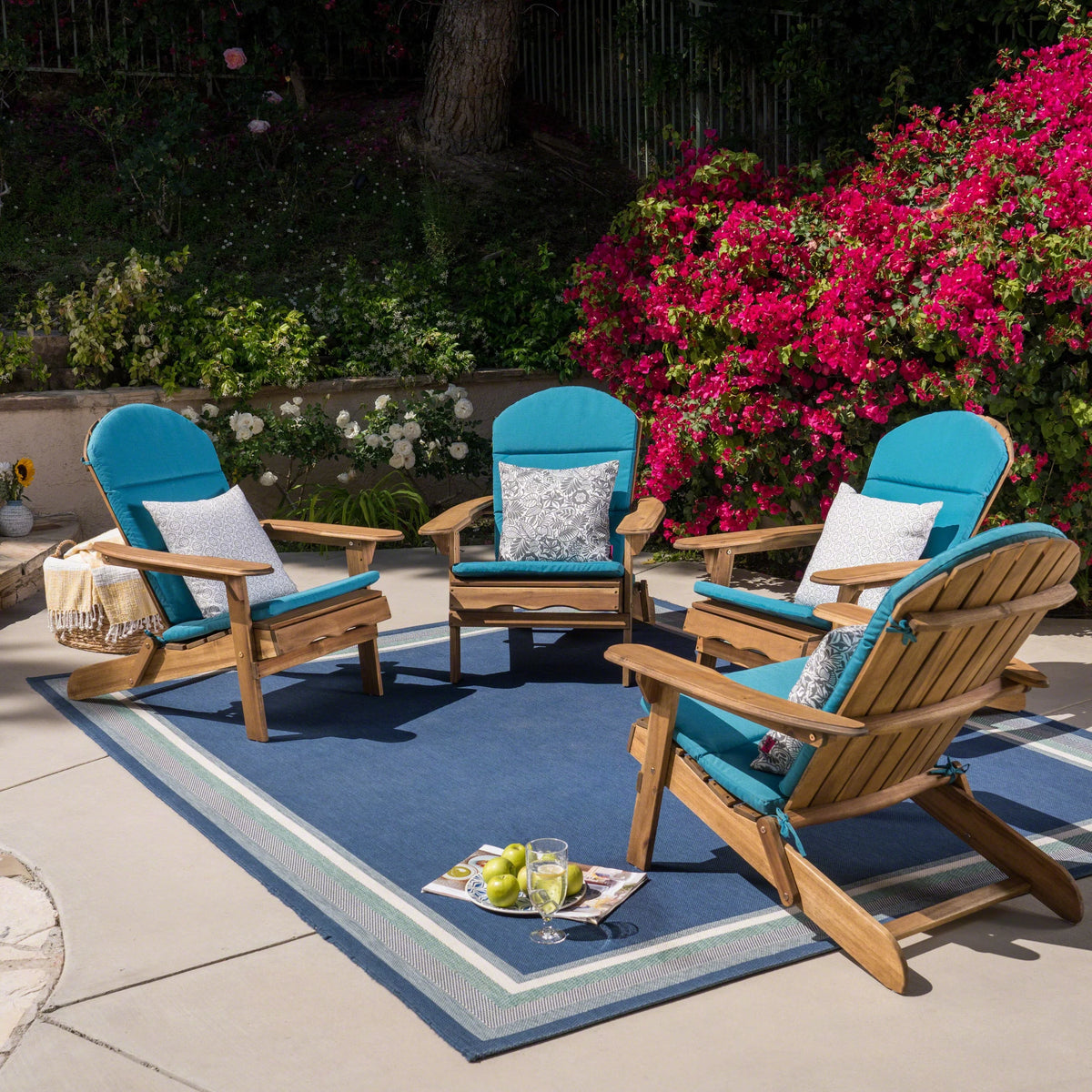 Water Resistant Fabric Adirondack Chair Cushions, Set of 4, Dark Teal W150