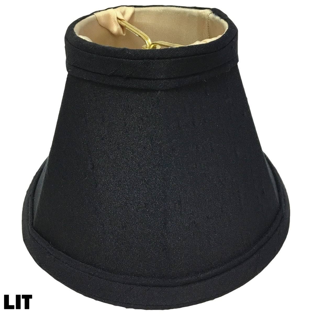 6 Silk Bell Candelabra Shade Set of 6 Black Gold Q1889