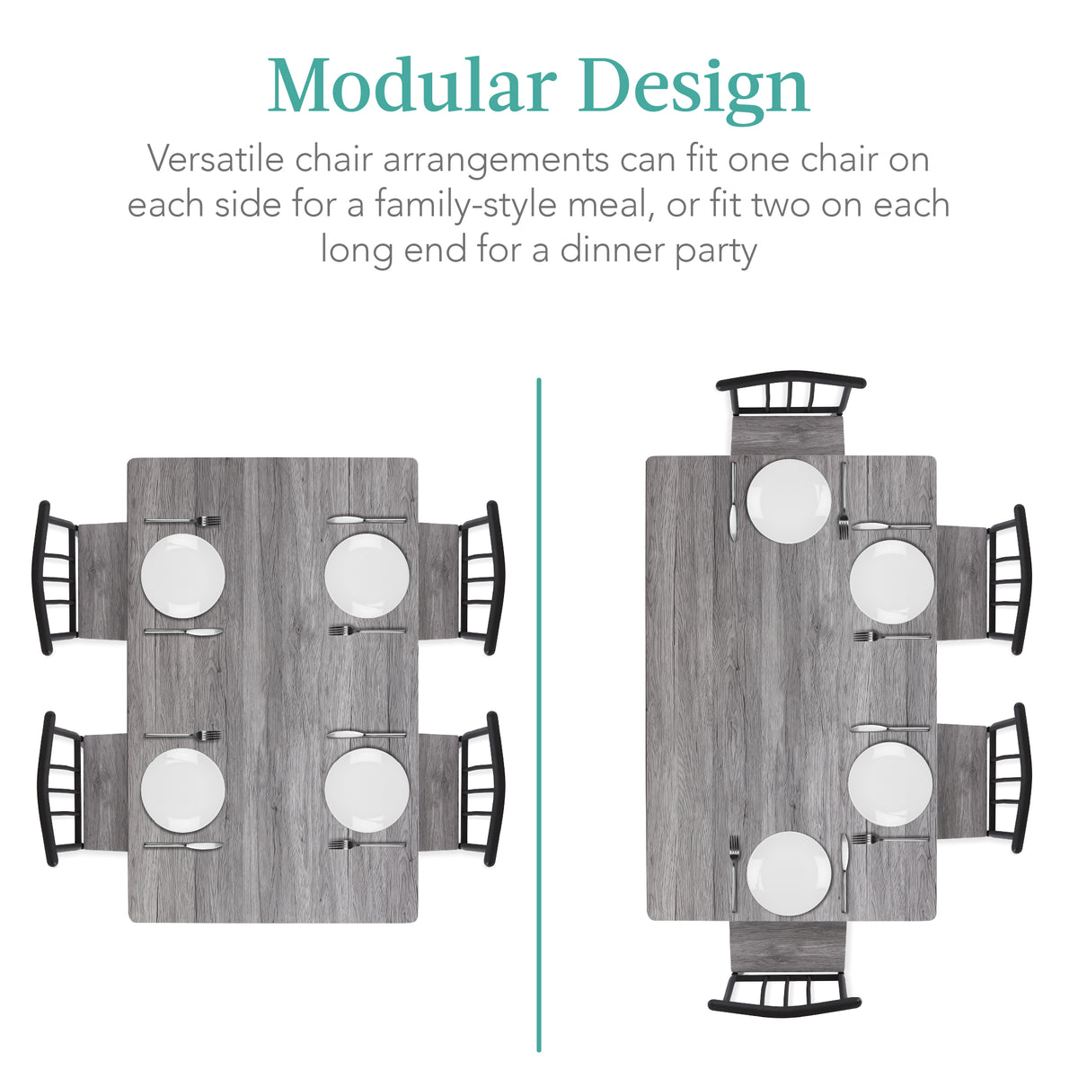 5-Piece Metal Wood Rectangular Dining Table Set with 4 Chairs E79065