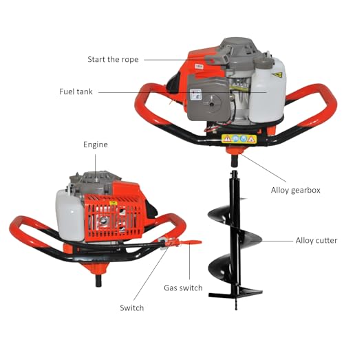 85cc 4HP Gas Powered Post Hole Digger with 3 Drill Bits N507637
