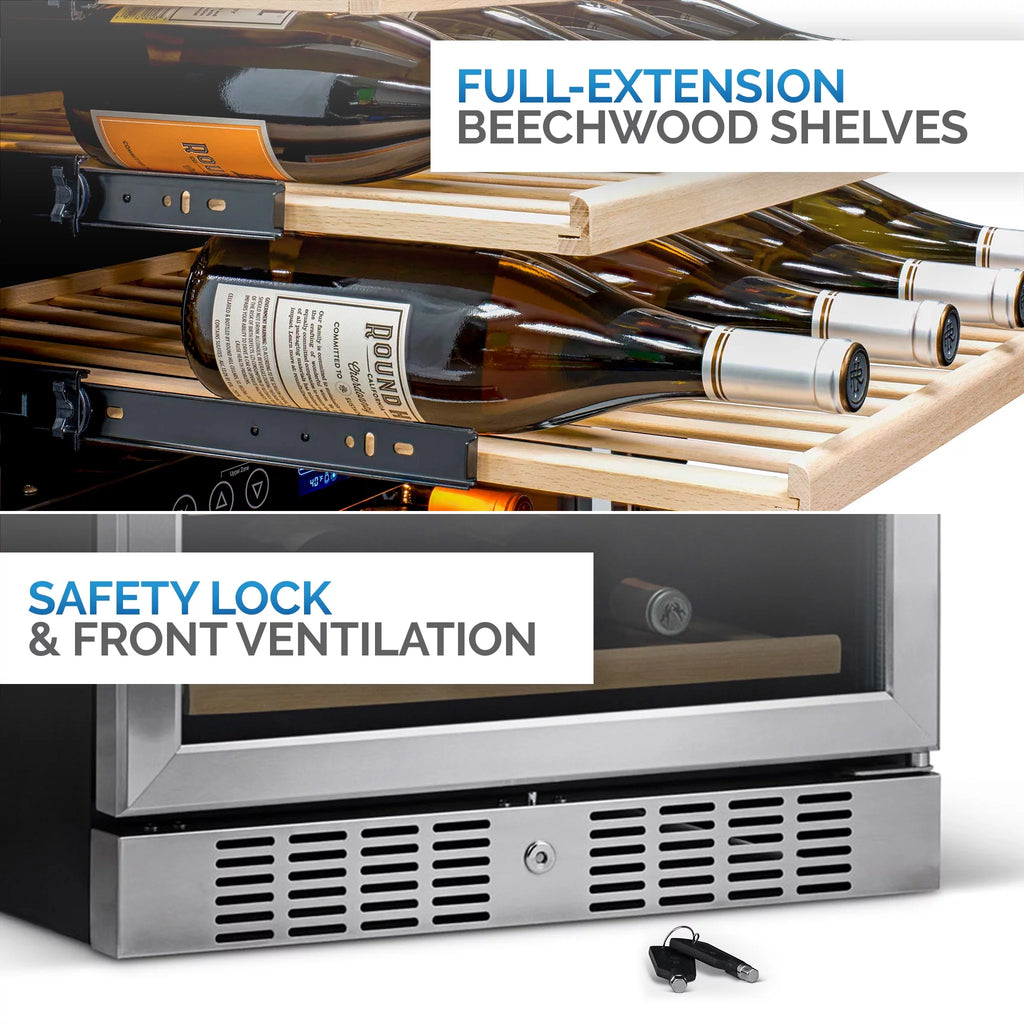 46-Bottle Dual-Zone Stainless Steel Wine Refrigerator H620
