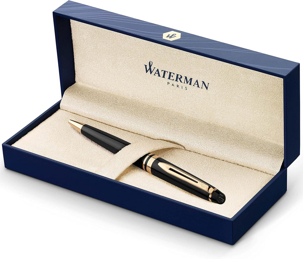 Rollerball Pen, Gloss Black with 23k Gold Trim, Fine Point, Pack of 2 I807604