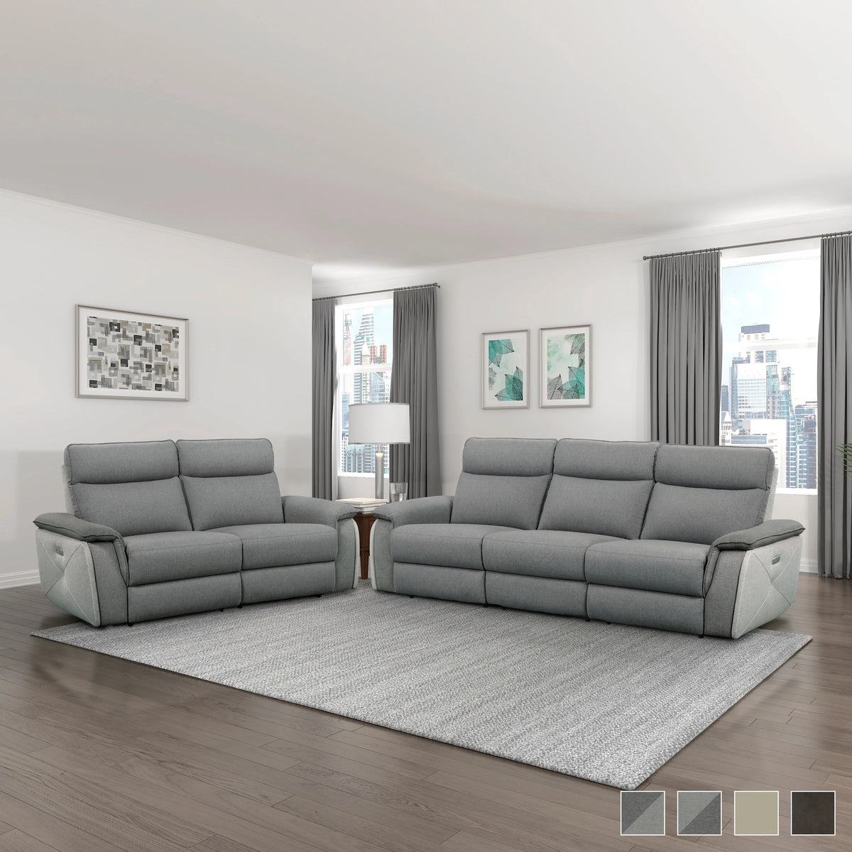 Dark Brown Faux Leather 2-Piece Power Reclining Sofa Set Y431437
