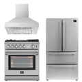 30 Gas Range with Airfryer, Range Hood, 36 Refrigerator I80725