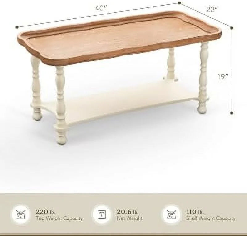 40'' Beige Wood Coffee Table F199710
