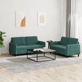 Dark Green Velvet 2 Piece Sofa Set N78488